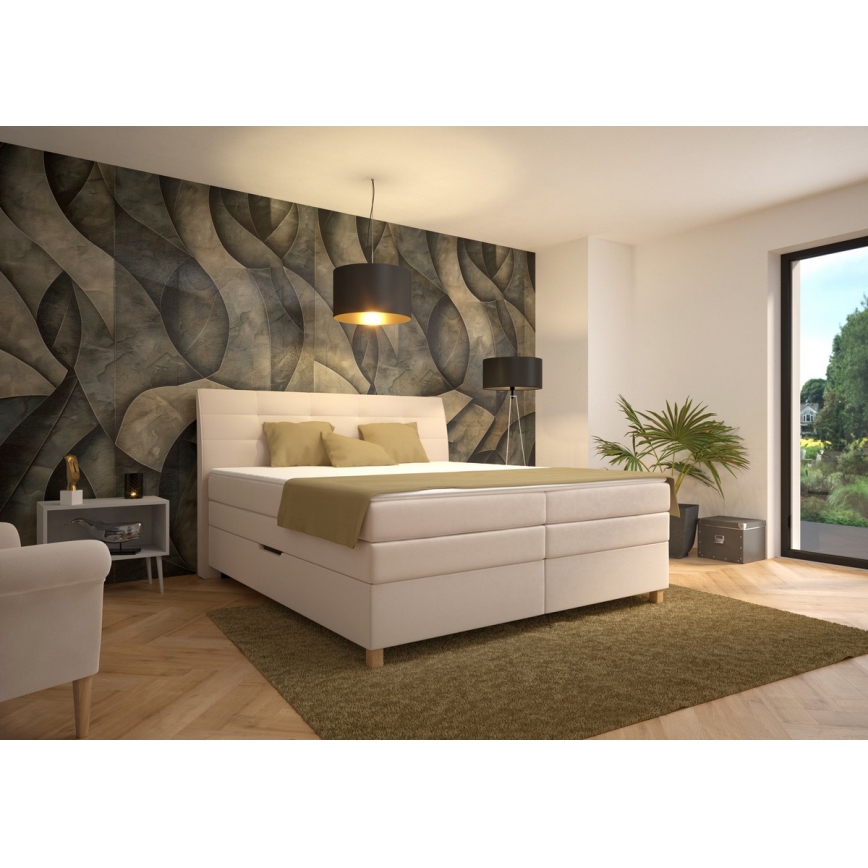 Кровать с коробом и матрасом BEA 180x200 см бежевого цвета