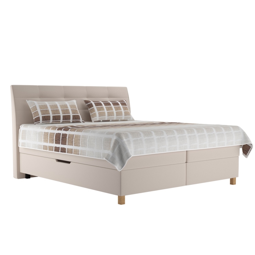 Кровать с коробом и матрасом BEA 180x200 см бежевого цвета