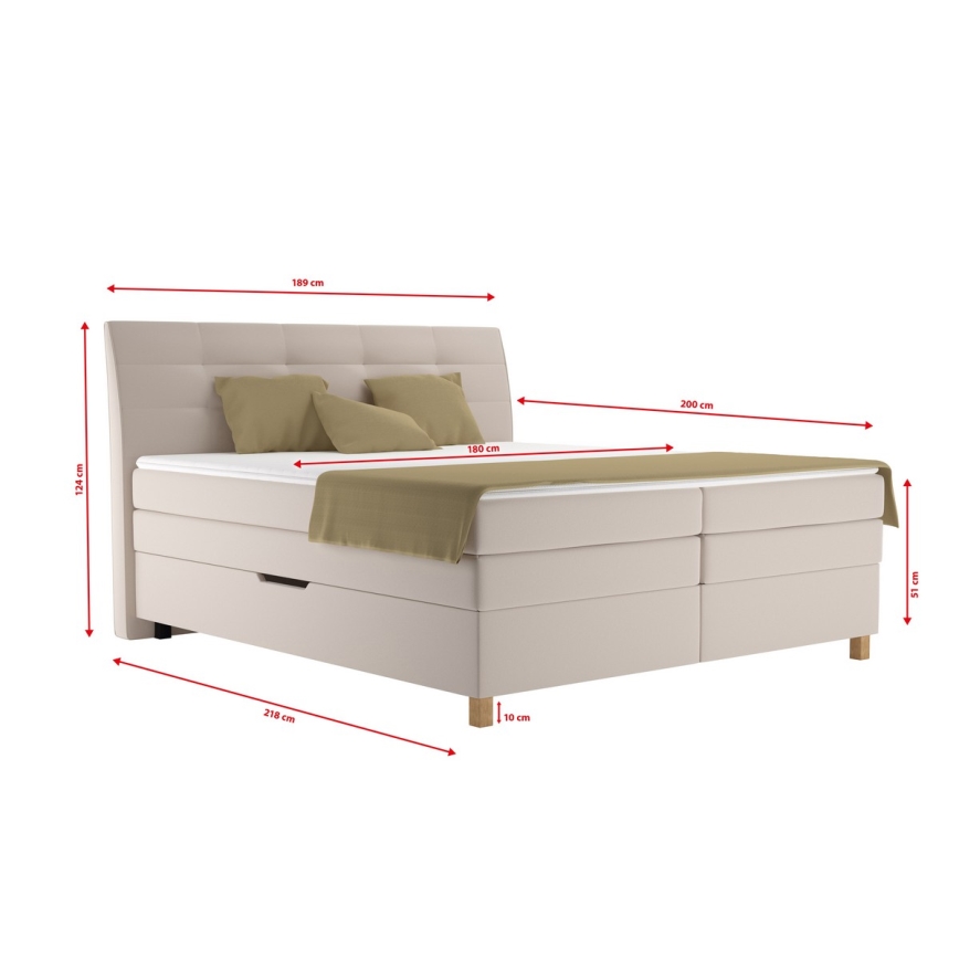Кровать с коробом и матрасом BEA 180x200 см бежевого цвета