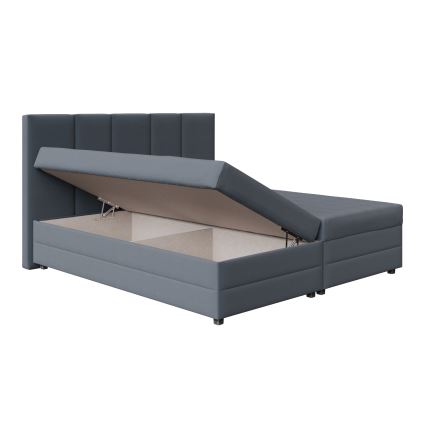 Обитая кровать с пружинным матрасом и ящиком для хранения ISABEL 160x200 серая