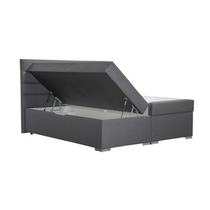 Обитая кровать с местом для хранения и матрасами с топпером NEW BOLERO 160x200 см, серая