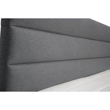 Обитая кровать с местом для хранения и матрасами с топпером NEW BOLERO 160x200 см, серая