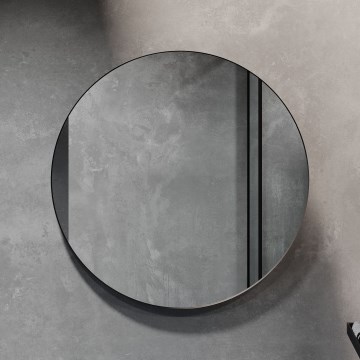 Кругле дзеркало для ванної кімнати BORGSTED, діаметр 80 см, чорне