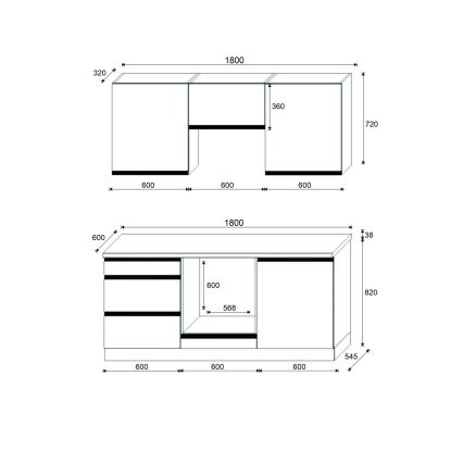Кухонный гарнитур MARINA 180 см дуб крафт