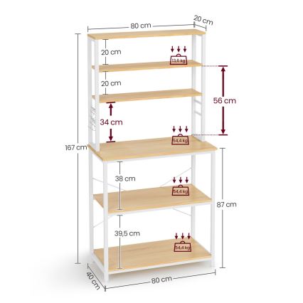 Кухонный полочный стеллаж MARGE, коричневый/белый