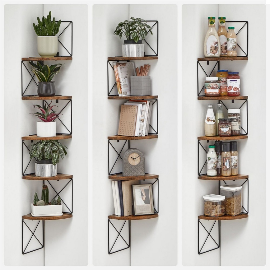 Кутова настінна полиця SNAKE коричнева/чорна