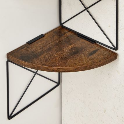 Кутова настінна полиця SNAKE коричнева/чорна