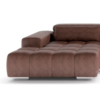 Кутовий диван з підголівниками у формі U TROPEA правий коричневий