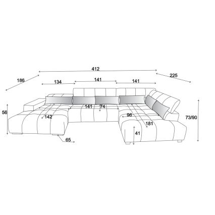 Кутовий диван з підголівниками у формі U TROPEA правий коричневий