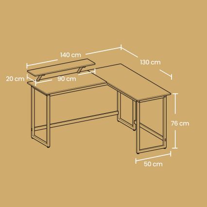 Кутовий письмовий стіл SOLEA чорний