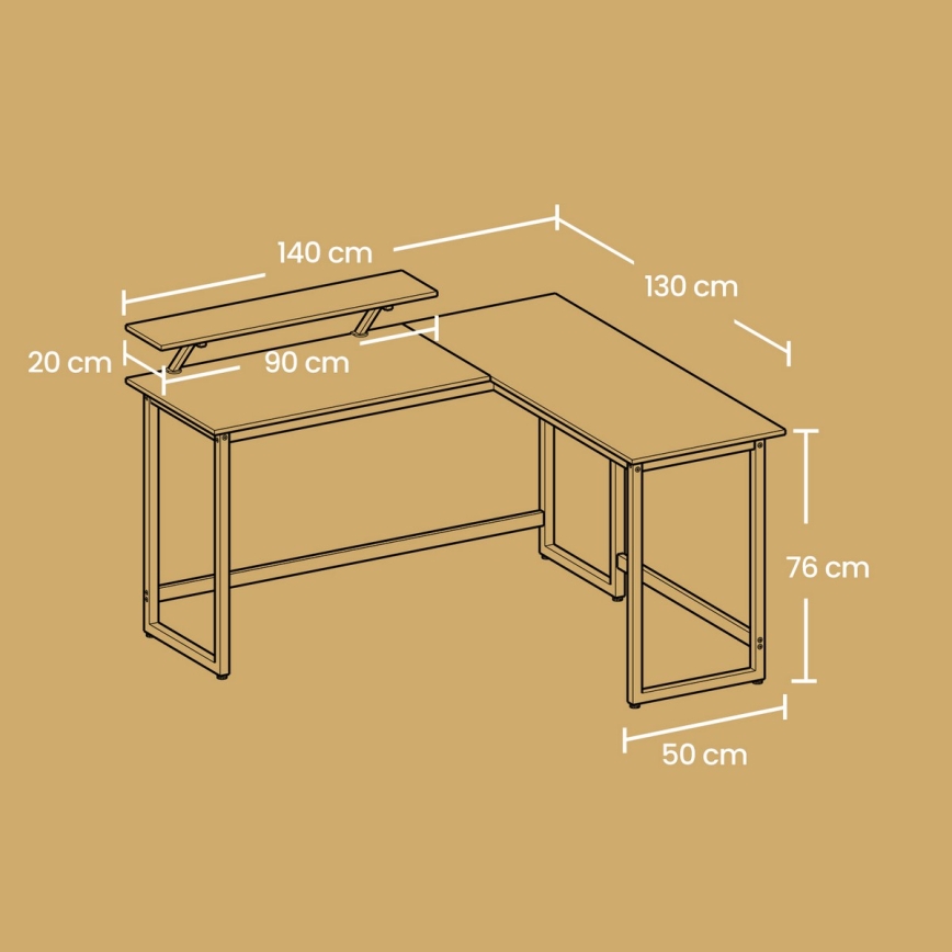 Кутовий письмовий стіл SOLEA чорний