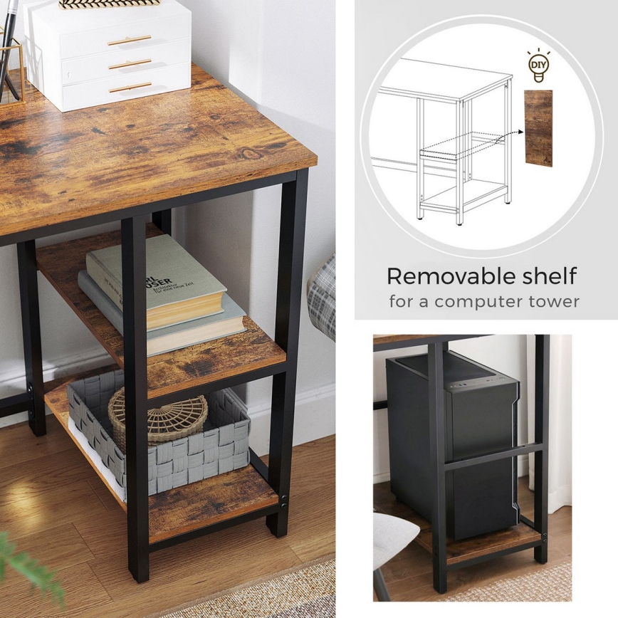 Кутовий письмовий стіл SOLEA коричневий/чорний