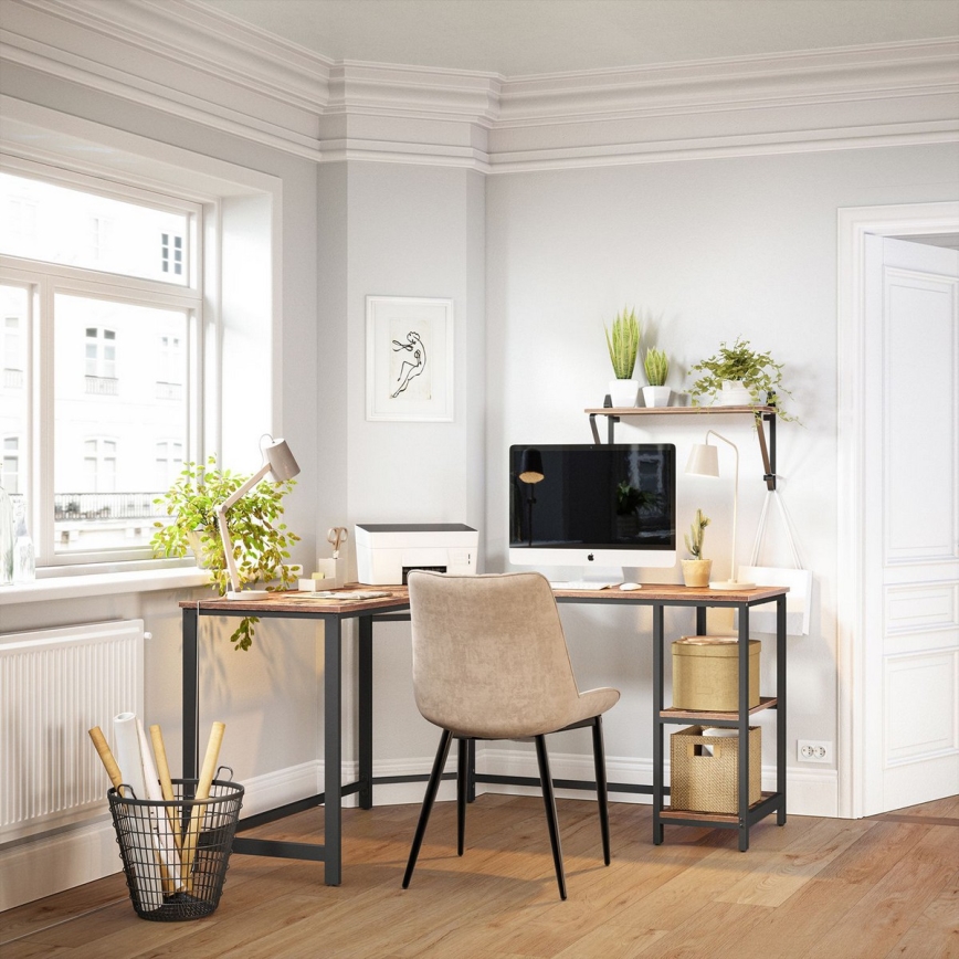 Кутовий письмовий стіл SOLEA коричневий/чорний