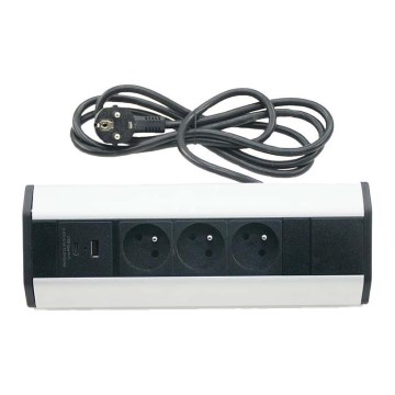 Кутовий розетковий блок 3x 230V + USB-A 3,1A + USB-C 15,5W 230V
