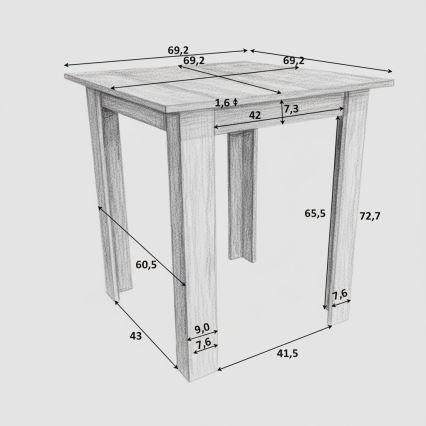 Квадратний обідній стіл LEVI дуб