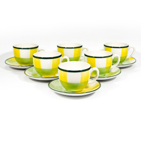 Кофейный сервиз 6x керамическая чашка Tereza с блюдцем бело-зеленый