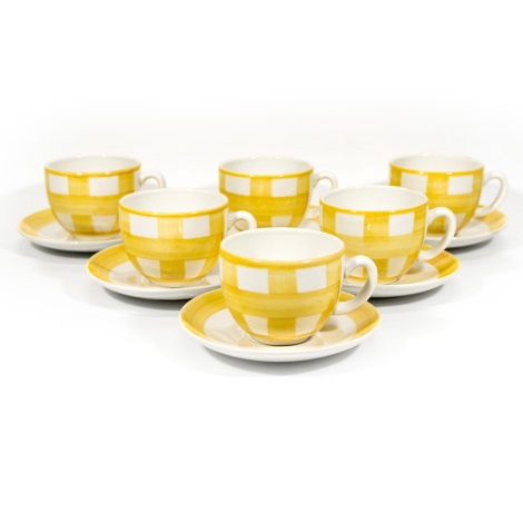 Кофейный сервиз 6x керамическая чашка Tereza с блюдцем бело-желтый