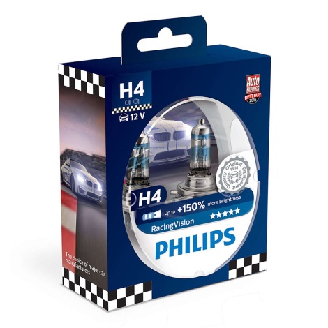 КОМПЛЕКТ 2x автолампы Philips RACINGVISION 12342RVS2 H4 P43t-38/55W/12V