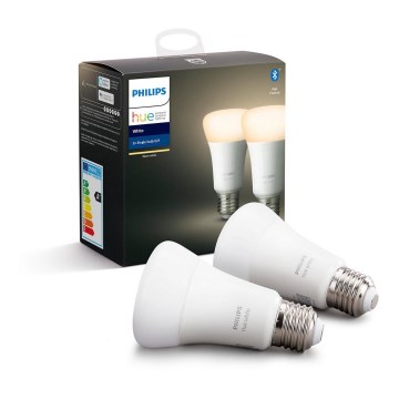 КОМПЛЕКТ 2x светодиодных диммируемых лампочек Philips Hue WHITE E27/9W/230V