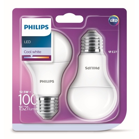 КОМПЛЕКТ 2x светодиодные лампочки Philips A60 E27/12,5W/230V