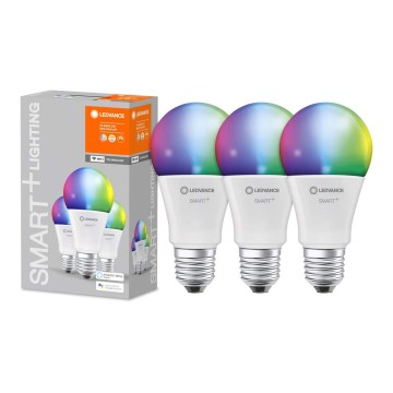 КОМПЛЕКТ 3x LED RGBW Димерна лампочка SMART+ E27/9,5W/230V 2700K-6500K - Ledvance