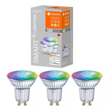 Комплект 3x LED RGBW лампочка з регулюванням яскравості SMART+ GU10/4,9W/230V 2700K-6500K Wi-Fi - Ledvance