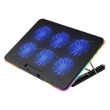 Охладжающая подставка для ноутбука VARR со светодиодной RGB-подсветкой 6x кулеров 2xUSB черная
