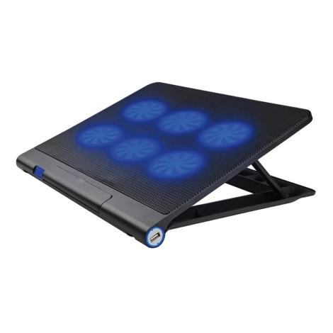 Охлаждающая подставка для ноутбука 6x вентиляторов 2xUSB черная