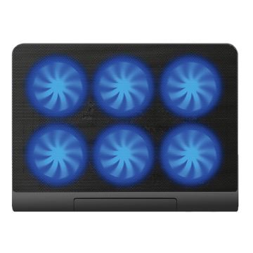 Охлаждающая подставка для ноутбука 6x вентиляторов 2xUSB черная