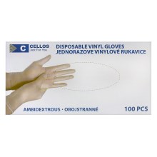 Одноразовые виниловые перчатки - 100 шт. размер L, белый