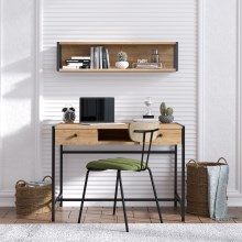 Офісний стіл PENA 72x100 см + настінна полиця 24x100 см коричневий/чорний